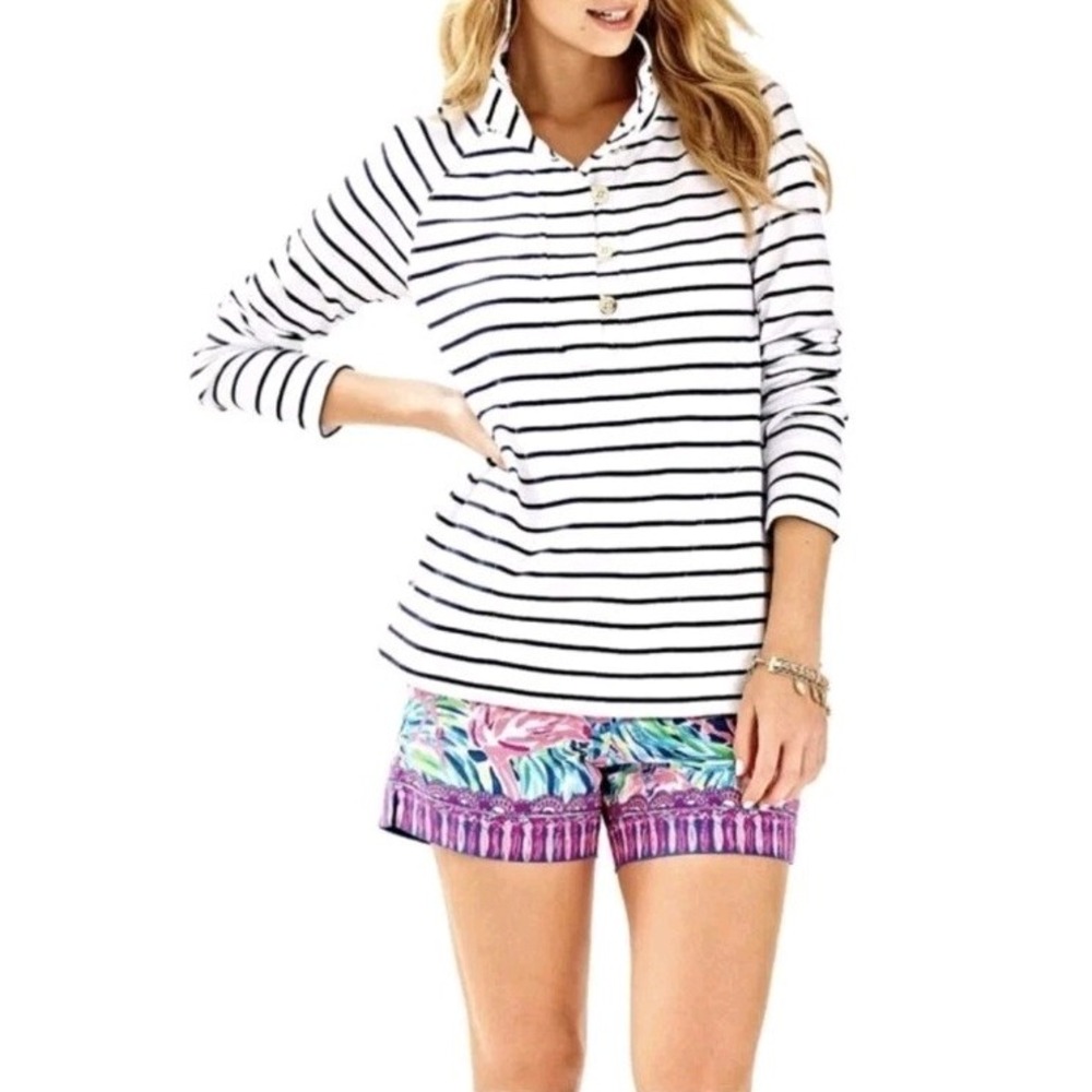 Lilly Pulitzer Windsor Pullover True Navy Mystic Stripe Blue White Small